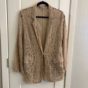 Chico’s tan lace jacket, size 1 (10/12)